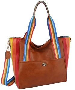 Rainbow Tote Handbag LSD153 BROWN
